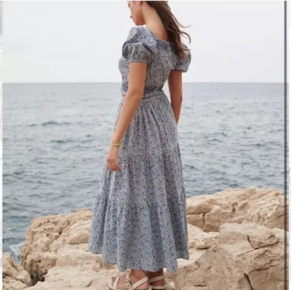 Madewell Tiered Blue Floral Skirt